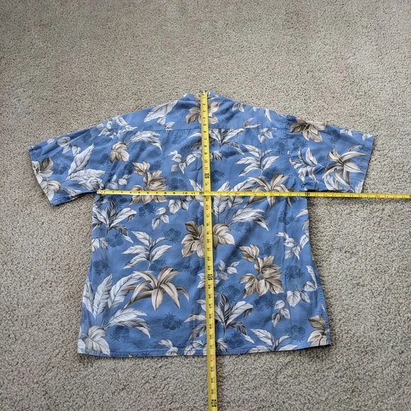 Pierre Cardin Hawaiian Shirt Men's XL Blue Tan Floral * - Picture 6 of 10